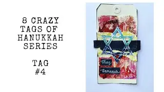 Alcohol Ink on the Gel Press- Hanukkah Tag #4