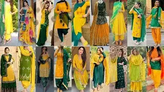 2024 Yellow💛 and Green💚 Colour Combination Suit Ideas|| haldi mehendi dress ideas|| Upton dress  🥰🥰