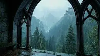 Warme Regengeräusche im nordischen Wald mit Schlossblick für Entspannung und Abendruhe