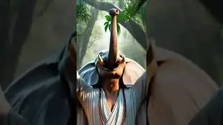 A wise, elephant- hybrid video 📸 headed figure with a humanoid body, adorned #shorts #hybrid #video