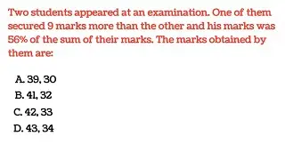Two students appeared at an examination. One of them secured 9 marks more than the other and his