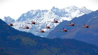 Awesome Low Level Flyby from Swiss PC-7 Team at Meiringen Air Base [4K]