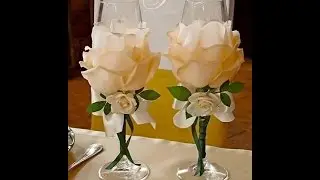 تزين كاسات العروسين//اشغال فنيه//شغل يدوي//الجزء الثاني ||Wedding glasses DIY