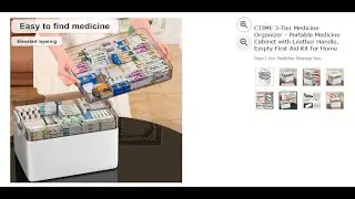 Medicine Organizer - Portable Medicine, Cabinet with Leather Handle, Empty First Aid Kit