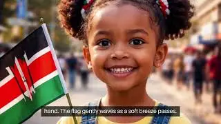 Hopeful Kenyan Girl with Flag