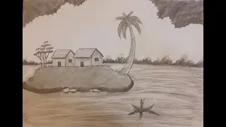 How to draw Small Island for beginners - Как рисовать маленький остров для начинающих