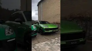 Cayenne Turbo GT in PTS Mamba GreenVS Macan GTS Python Green