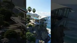 Futuristic Cliffside Glass Villa Shatters and Falls Into the Ocean #disaster #landslide #collapse