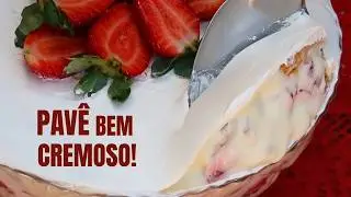 Pavê de Morango Cremoso para servir com colherada generosa