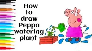 How to Draw Peppa Pig Watering Plant |Easy Drawing for Kids #peppapigdrawing#peppapig #peppa #peppa 