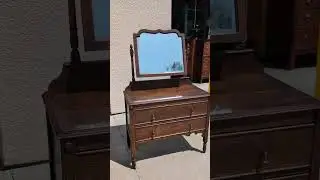 Vintage 1930s two-drawer dresser with swivel mirror