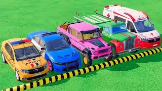 POLICE CARS, FIRE DEPARTMENT, AMBULANCE VEHICLES TRANSPORTING WITH TRUCKS ! Farming Simulator 22 #25