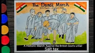 How to draw Gandhiji Dandi March Movement poster drawing l Dandi Yatra poster drawing step by step