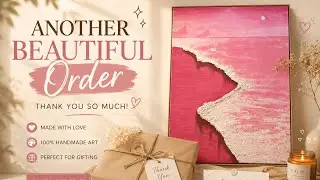 Pink Sunset Seashore painting🖌️ | Satisfying Texture Art #PinkPainting #TextureArt #shorts #viral 