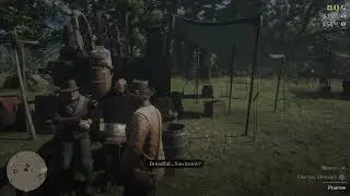 Pearson telling about Marine time to Arthrur and Uncle in camp