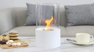 Tabletop Fire Bowl Pot 29cm High Bio Ethanol Fireplace, Ventless for Indoor Outdoor Patio Garden