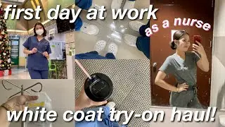 🏥 FIRST DAY AT WORK AS A NURSE ft. White Coat Move Tech Scrubs TRY-ON HAUL | philippines