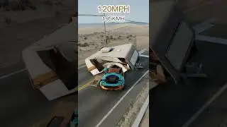 BeamNG.drive - Car vs. Trailer at different speeds. Машина против трейлера #shorts #short #beamng