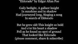 Eldorado by Edgar Allan Poe song poem poetry lyrics words text gallant night sing along