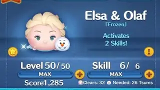 Elsa & Olaf | Max Skill 6 | Max Level 50 | Disney Tsum Tsum Gameplay | HIGH SCORES & COINS & MyTSUMS