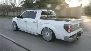 Dropped FORD with Custom Bed conversion, Cresspo wing and Color matched DUB wheels & more!