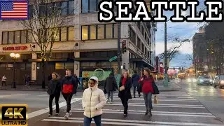 🇺🇸 [4K] SEATTLE Spheres Downtown After Rain |Windy Evening Walking Tour | Hear the City@MrBeeTours