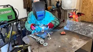 Welded Decorative Motorcycle out of Nuts and Bolts