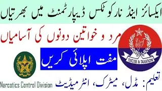 Excise Taxation and Narcotics Control Department New Jobs 2021 | Latest Government jobs 2021