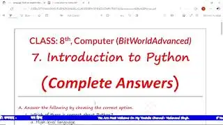 Class 8 Computer – Introduction to Python | All Questions & Answers by Vedanand Singh