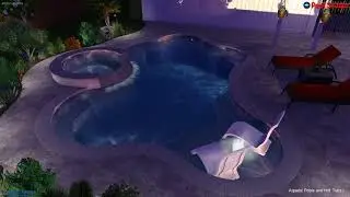 Freeform pool spa with a tanning ledge