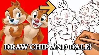 How to Draw Chip and Dale - Step by Step (Disney)