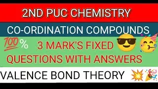 2nd Puc Chemistry Mid Term Model Question Paper 2023 Key Answer, Coordination Compounds 3 Marks,2023
