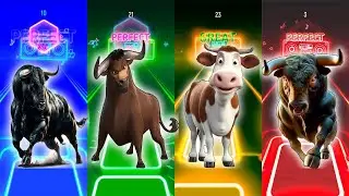 Bull Tiles Hop Challenge 🐂🎶 | Perfect Beat Animal Run