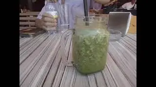 Drinking a Healthy Smoothie in the Coastal Spanish City of Benidorm!!!
