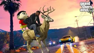 Shinchan & Franklin Animal ( Deer) Riding#gta #funny #trending #viral #youtubeshorts
