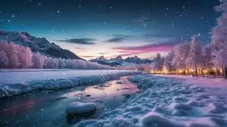 156【4K】Romantic Place Winter Stock Footage Screensaver, Snow Falling Animation Background Loop Video