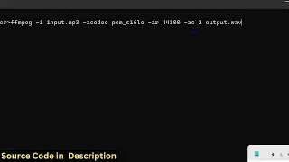 FFMPEG Command to Convert MP3 Audio to RAW PCM WAV Audio File in Terminal