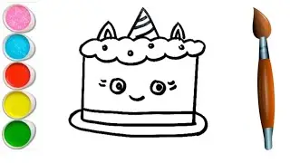 Unicorn Cake Drawing step by step for beginners | Coloring Painting | Toddlers | Kids Drawing |