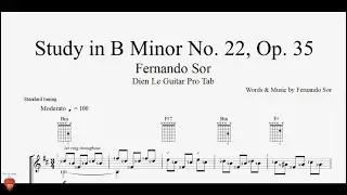 Study in B Minor No. 22, Op. 35 by Fernando Sor - Guitar Tutorial with TABs