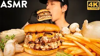 ASMR ULTIMATE MUSHROOM SWISS BURGER MUKBANG | COOKING & EATING SOUNDS | Zach Choi ASMR