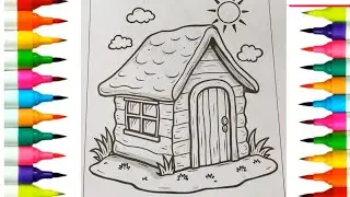 How to draw a hut, house drawing step by step drawing, Hut