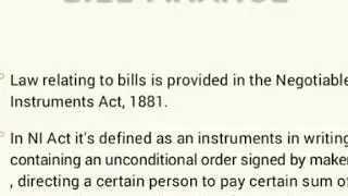 BILL FINANCE..LAWS RELATING TO BILL FINANCE