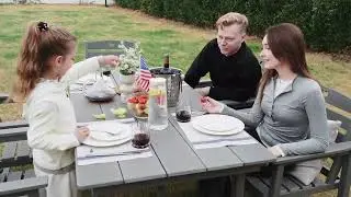 HDPE Patio Table and Chairs Set with Umbrella Hole
