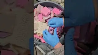 Filling our soap scrap bags