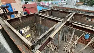 only one day 1400 square feet's roof centring work completed //roof beam side centring work!