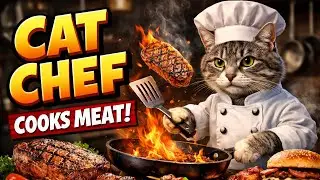 Cat Chef Cooking a Delicious Meaty Meal 🐱🍖