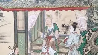 19th Century Japanese Four Panel Kano School Painting Edo Screen