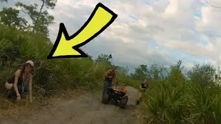 Drunk girl peeing in woods - slow motion
