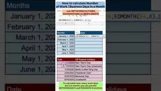 How to calculate Number of Work or Business Days in a Month #shorts #googlesheets #spreadsheet
