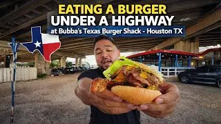 Eating under a highway at Bubba's Texas Burger Shack - Houston TX